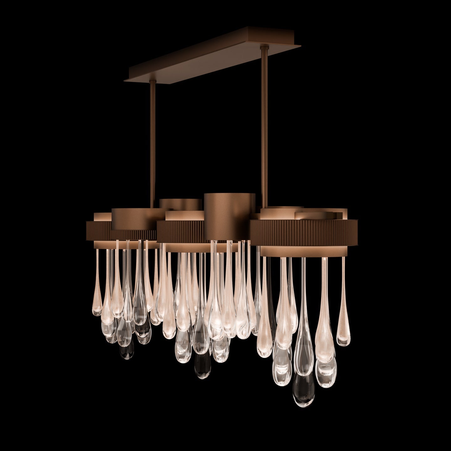 56.25-Inch Glass Raindrop Linear Pendant