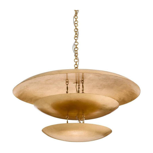 Eight-Light Gold Leaf Disc Chandelier