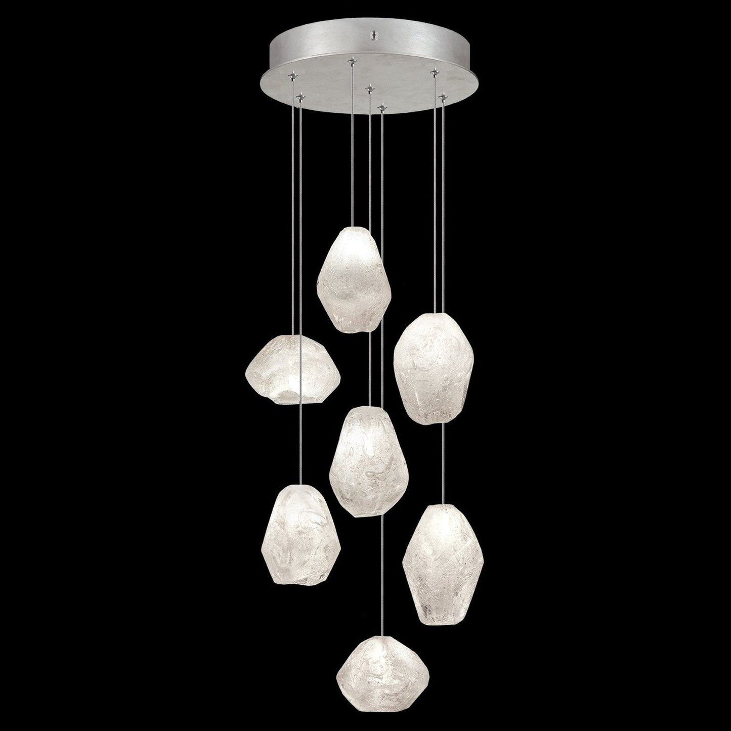 14-Inch Clear Quartz Glass Pendant / Silver