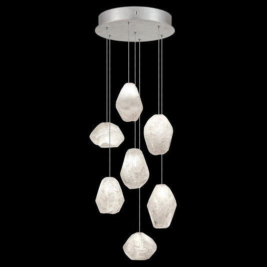 14-Inch Clear Quartz Glass Pendant / Silver