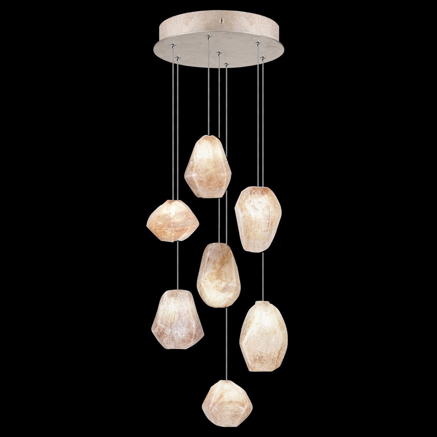 14-Inch Natural Quartz Glass Pendant / Gold