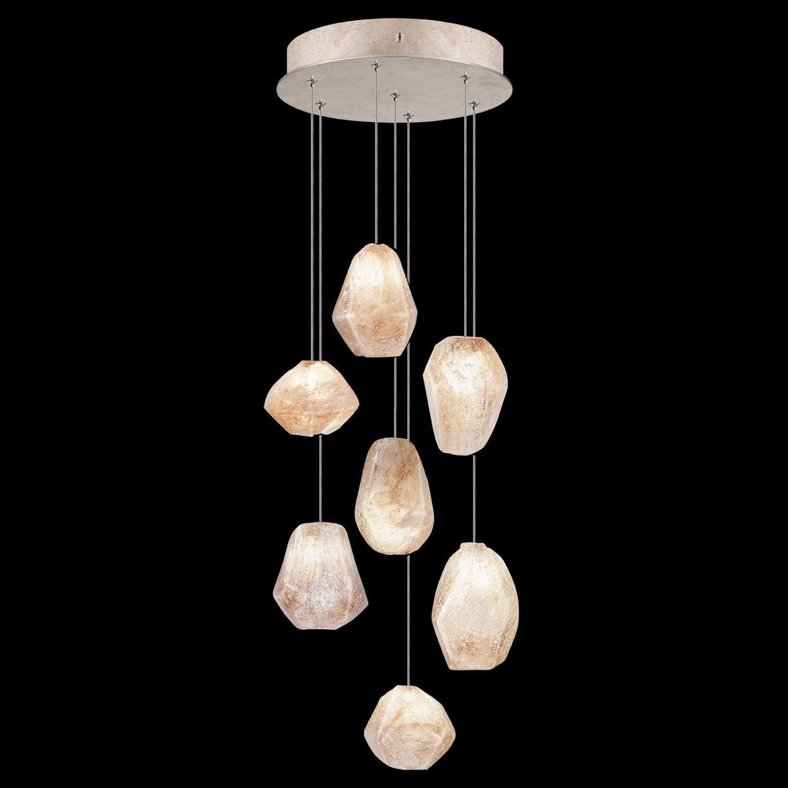 14-Inch Natural Quartz Glass Pendant / Gold