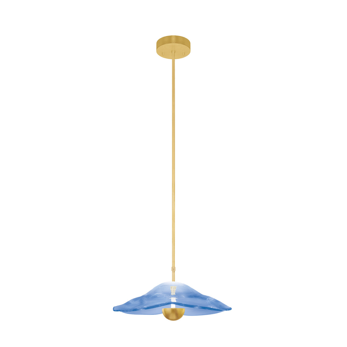 16-Inch Sculpted Glass Round Pendant / Gold Leaf/Blue