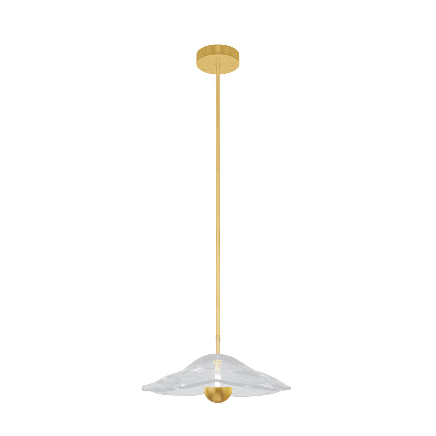 16-Inch Sculpted Glass Round Pendant / Gold Leaf/Clear