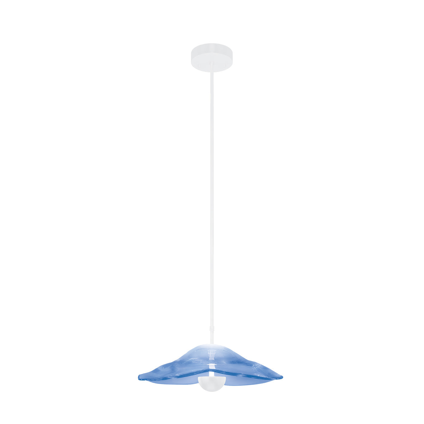16-Inch Sculpted Glass Round Pendant / White/Blue