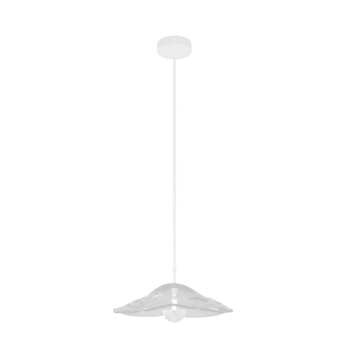 16-Inch Sculpted Glass Round Pendant / White/Clear