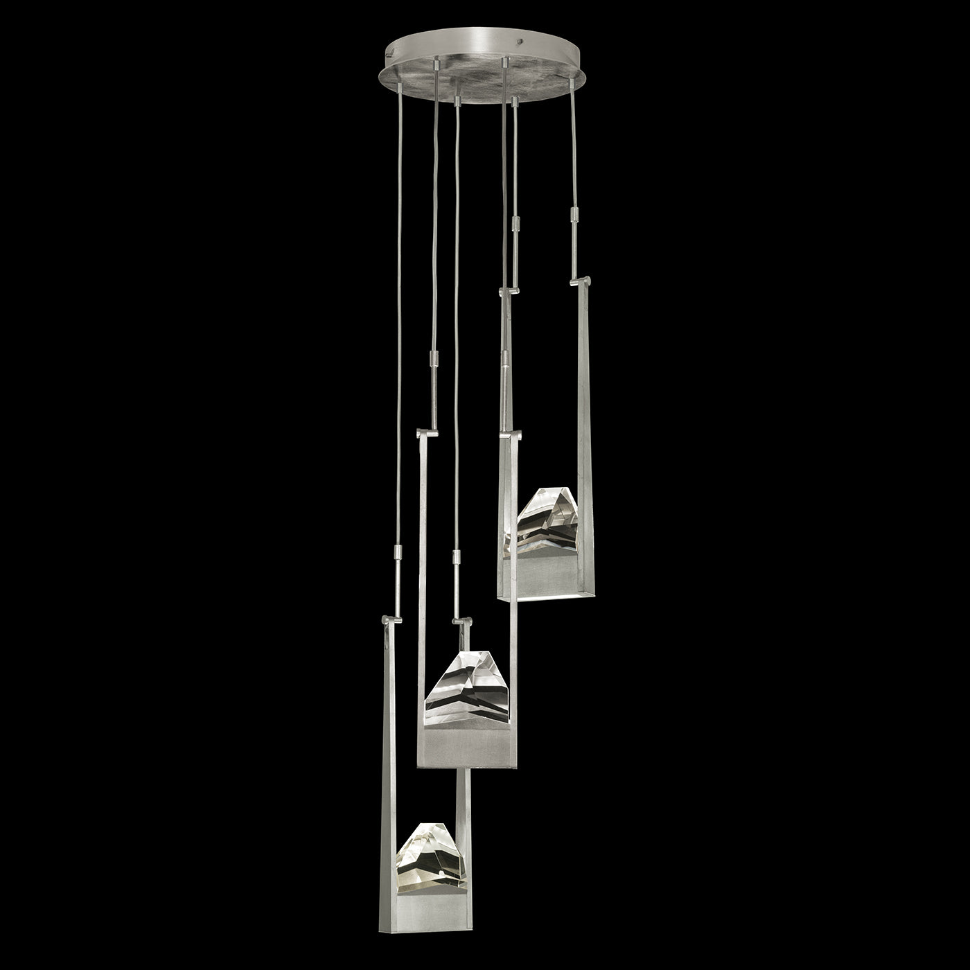 16-Inch Triple-Drop Crystal LED Pendant / Silver