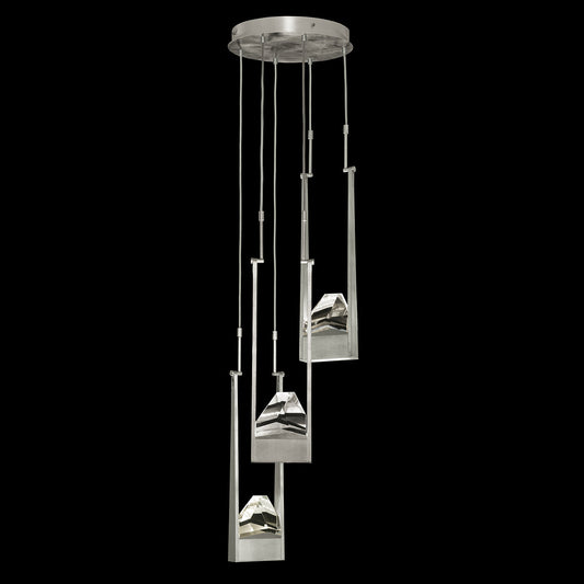 16-Inch Triple-Drop Crystal LED Pendant / Silver
