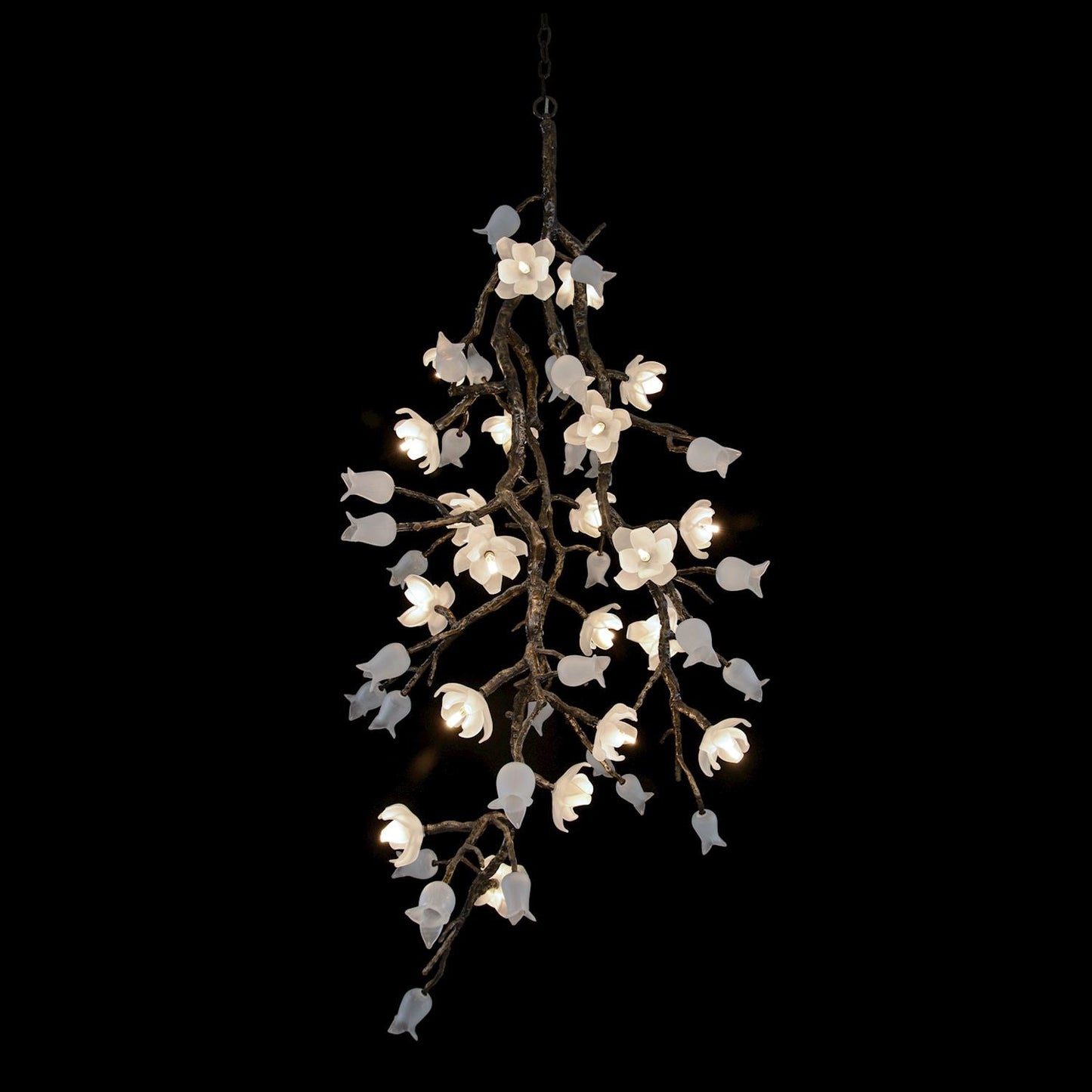 21-Light Bronze Floral Glass Chandelier / Default Title