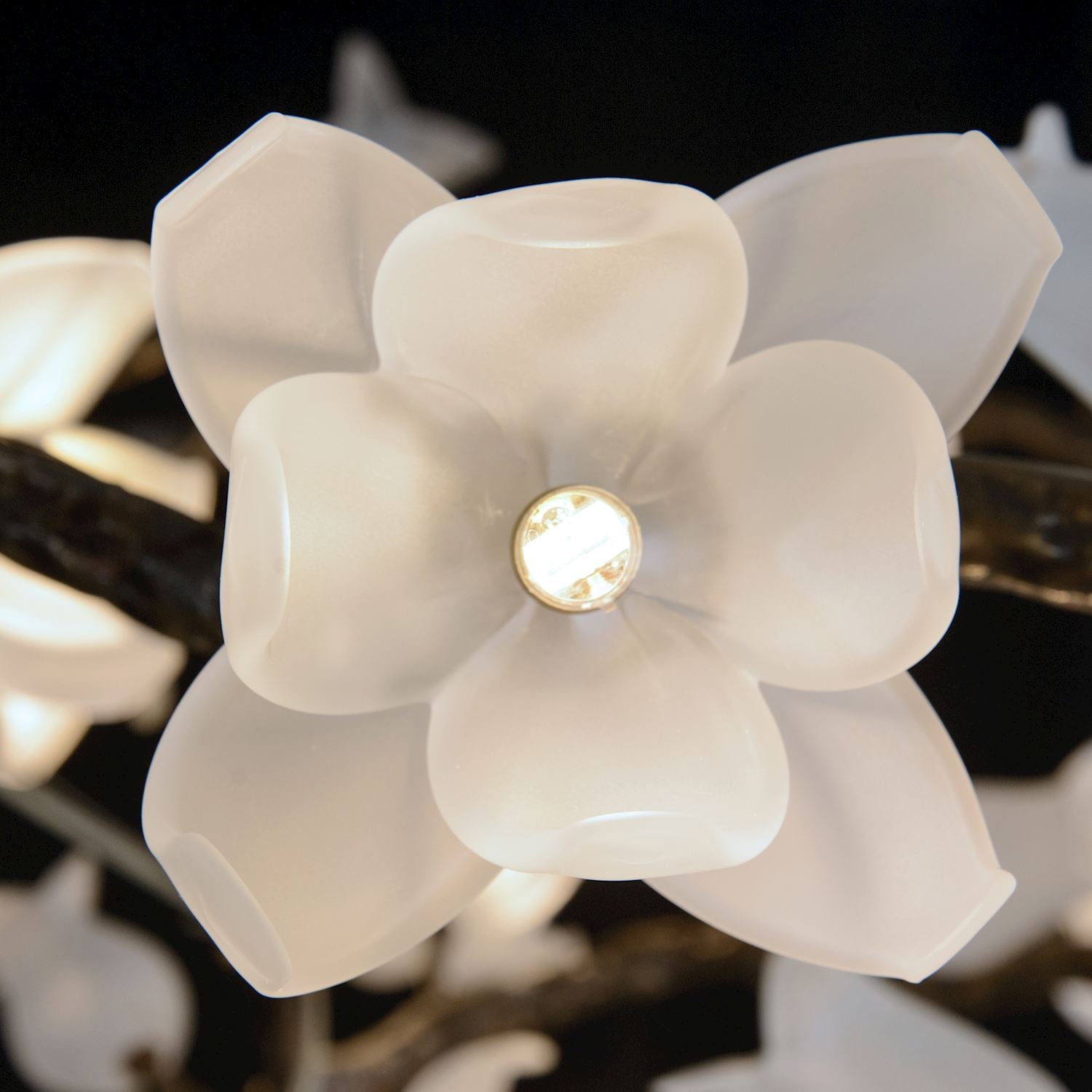 21-Light Bronze Floral Glass Chandelier