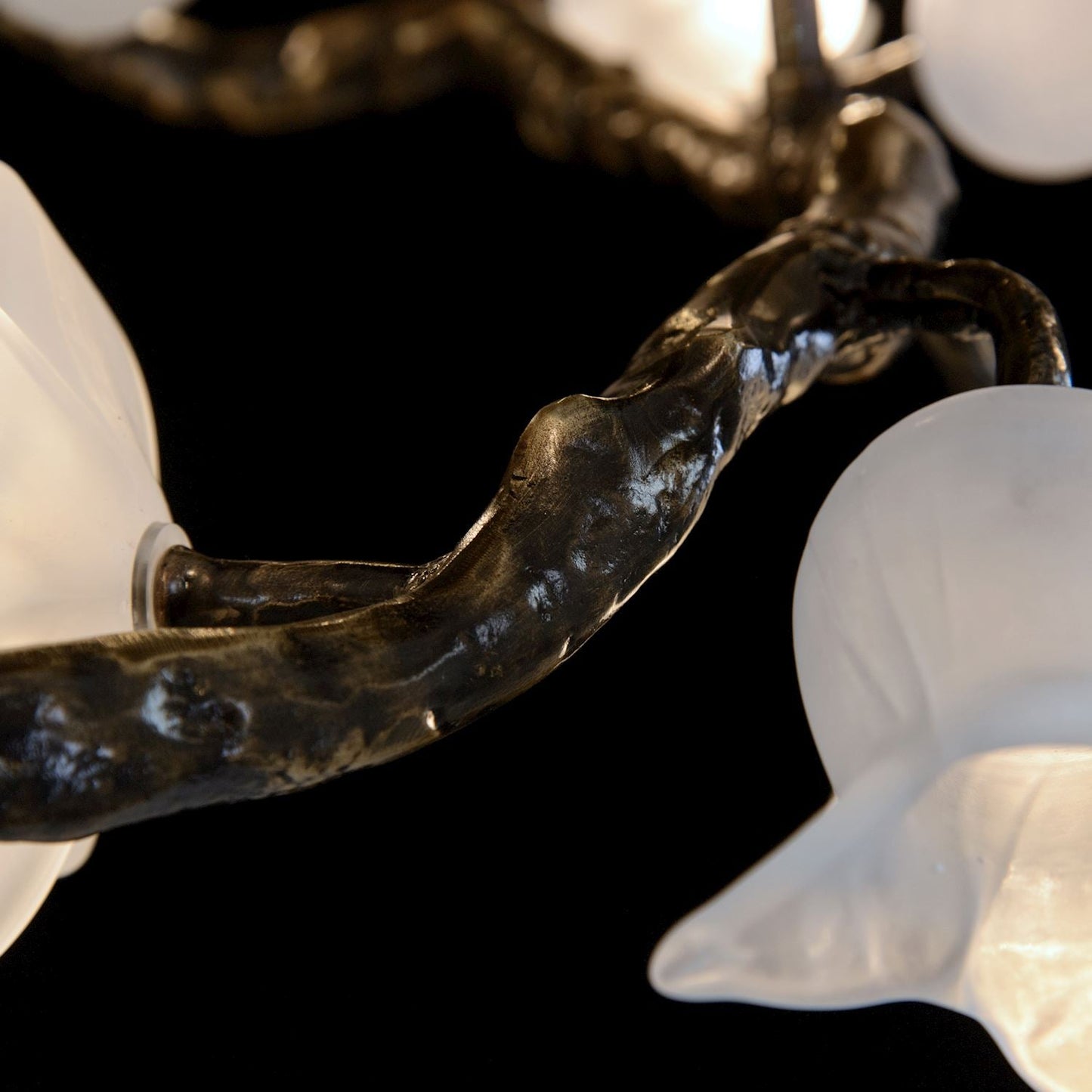21-Light Bronze Floral Glass Chandelier