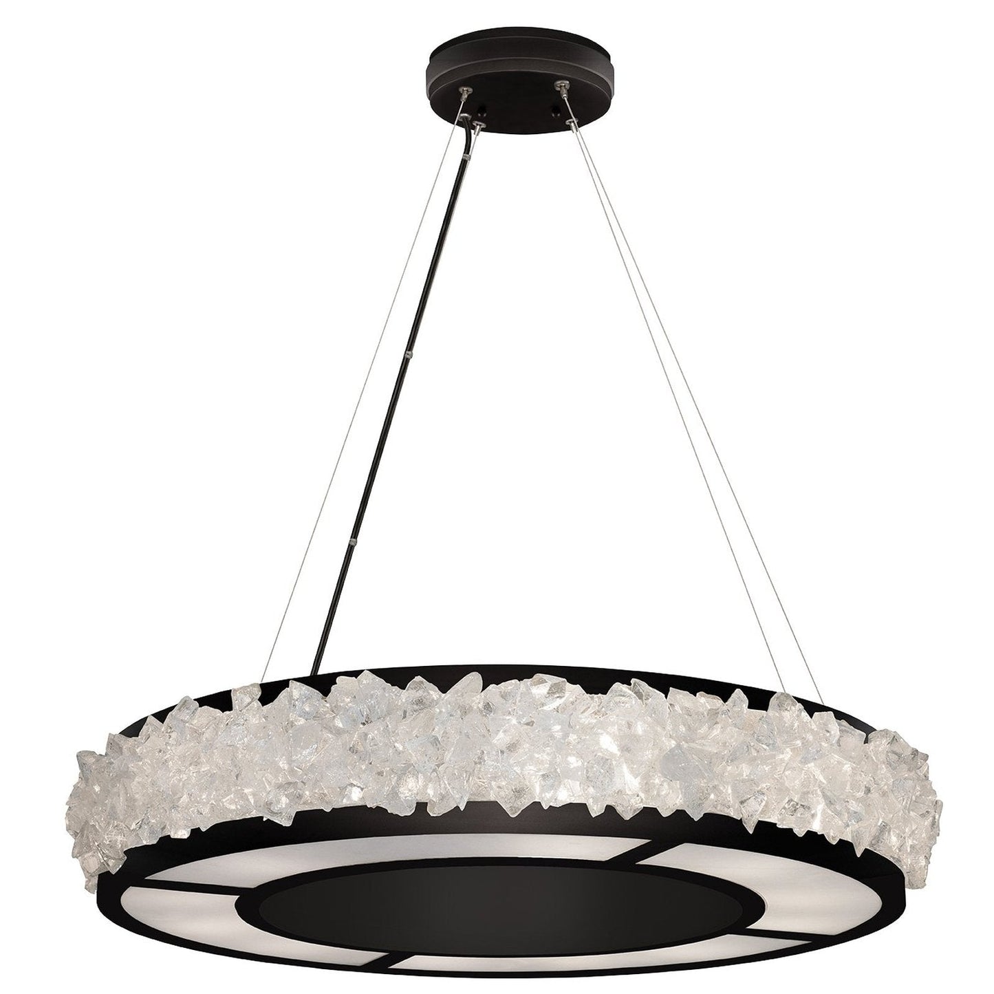30-Inch Rough Crystal Halo Pendant / Matte black