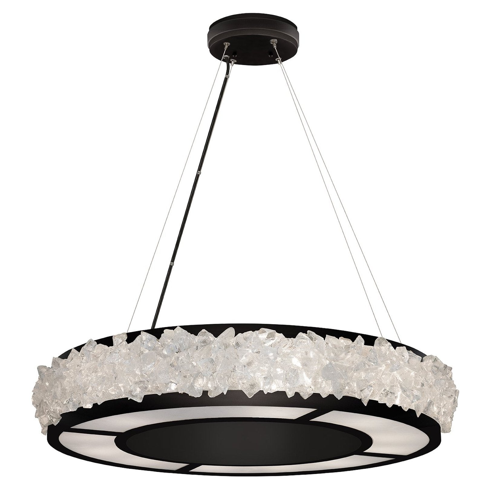 30-Inch Rough Crystal Halo Pendant / Matte black