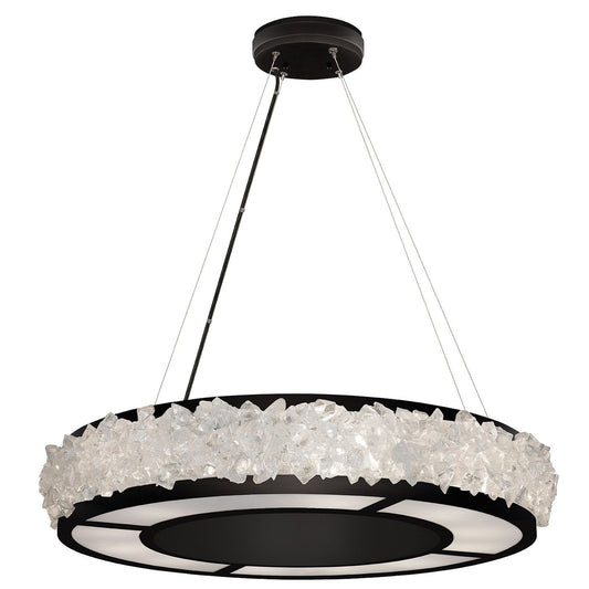 30-Inch Rough Crystal Halo Pendant / Matte black