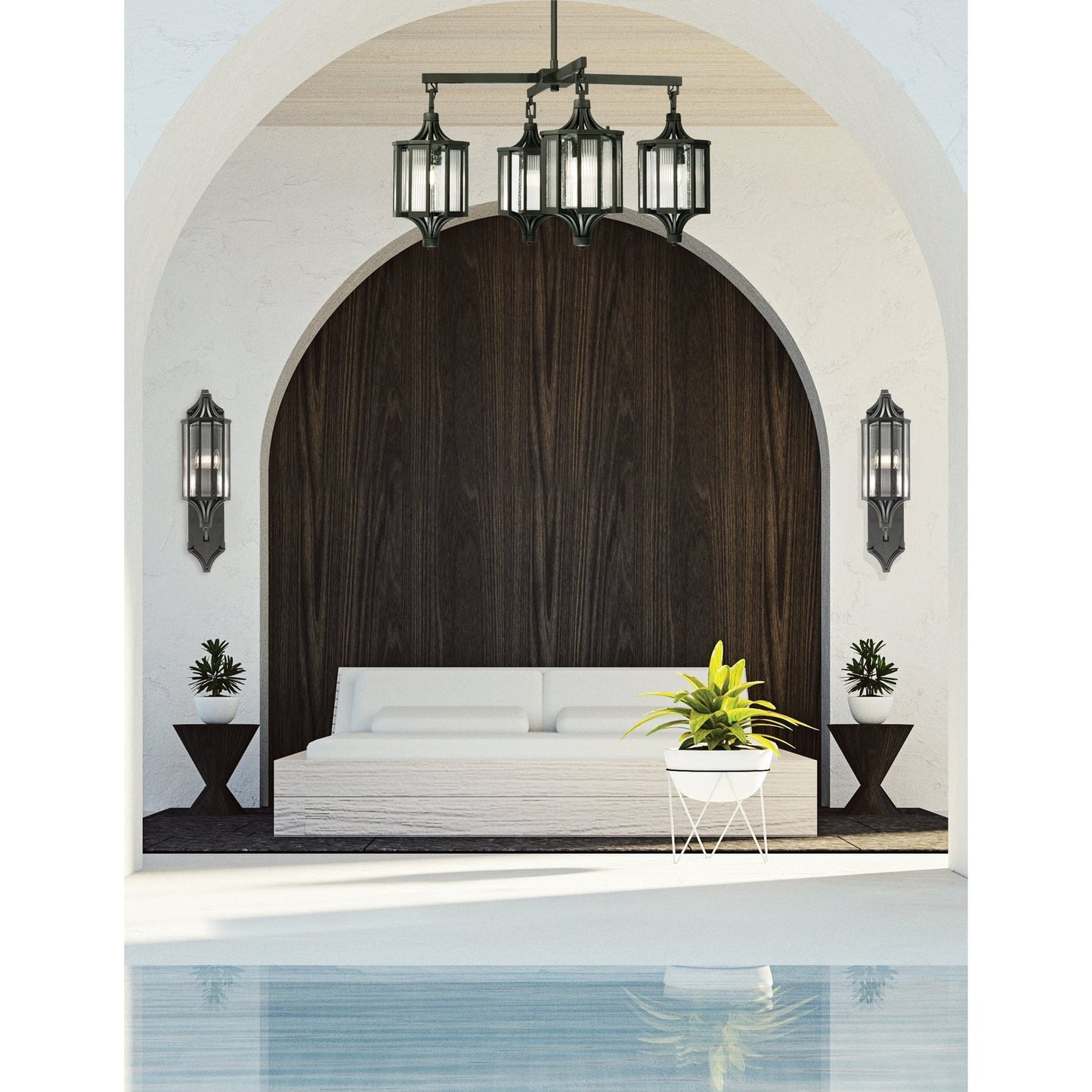 31-Inch Four-Lantern Outdoor Pendant