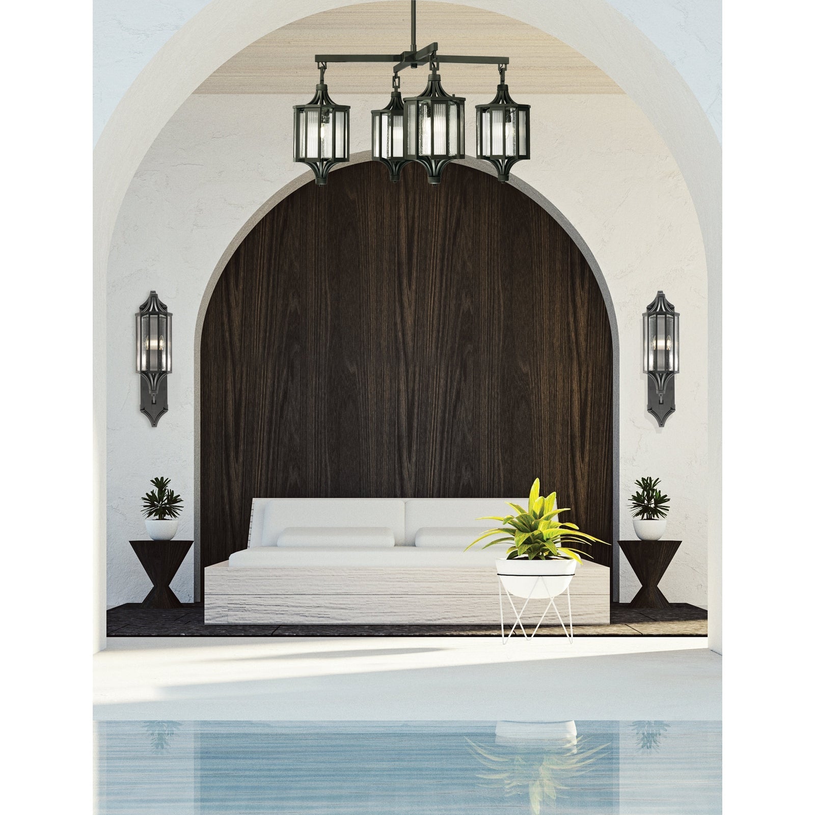 31-Inch Four-Lantern Outdoor Pendant