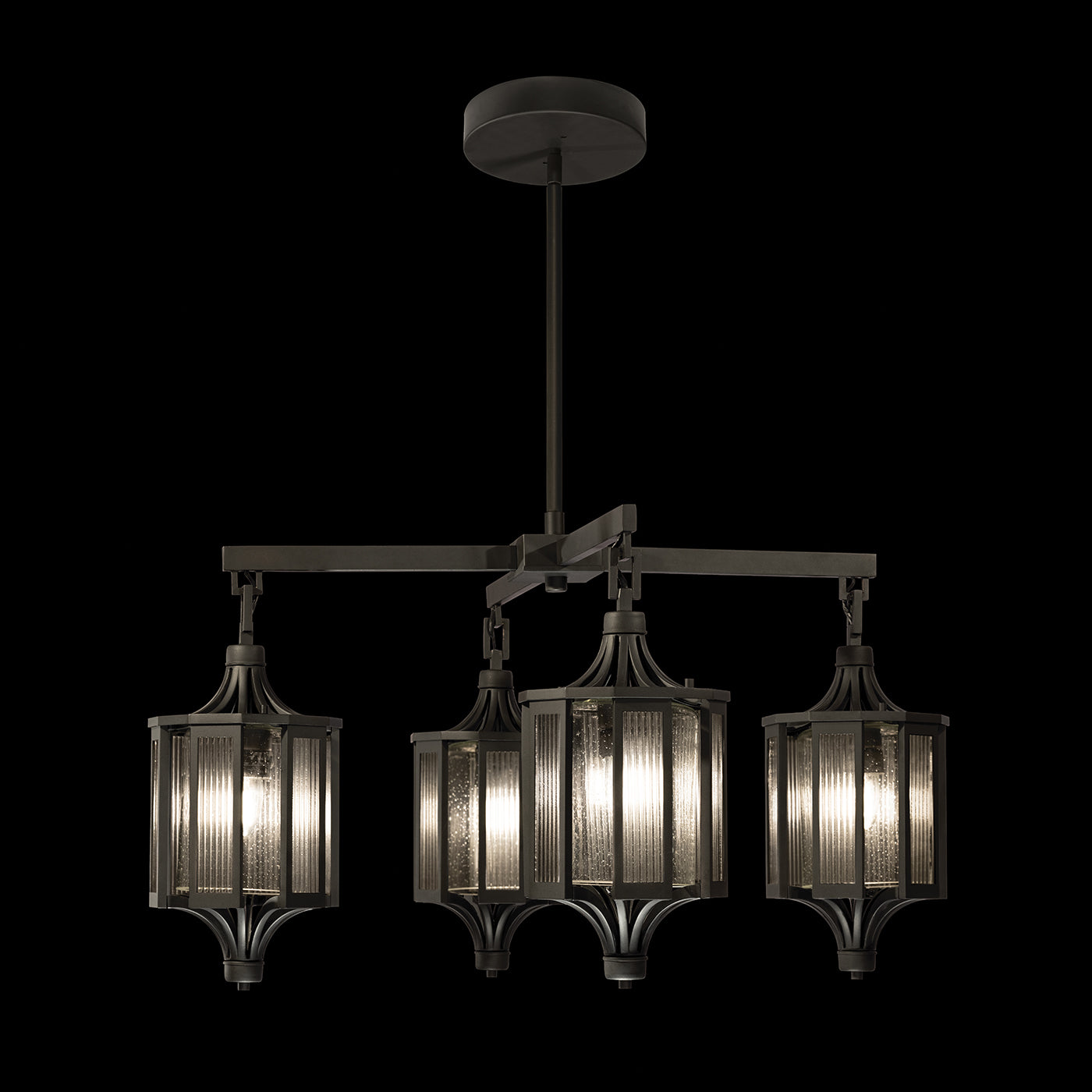 31-Inch Four-Lantern Outdoor Pendant