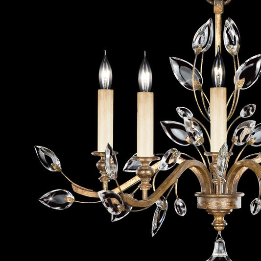 32-Inch Crystal Leaf Round Chandelier / Silver