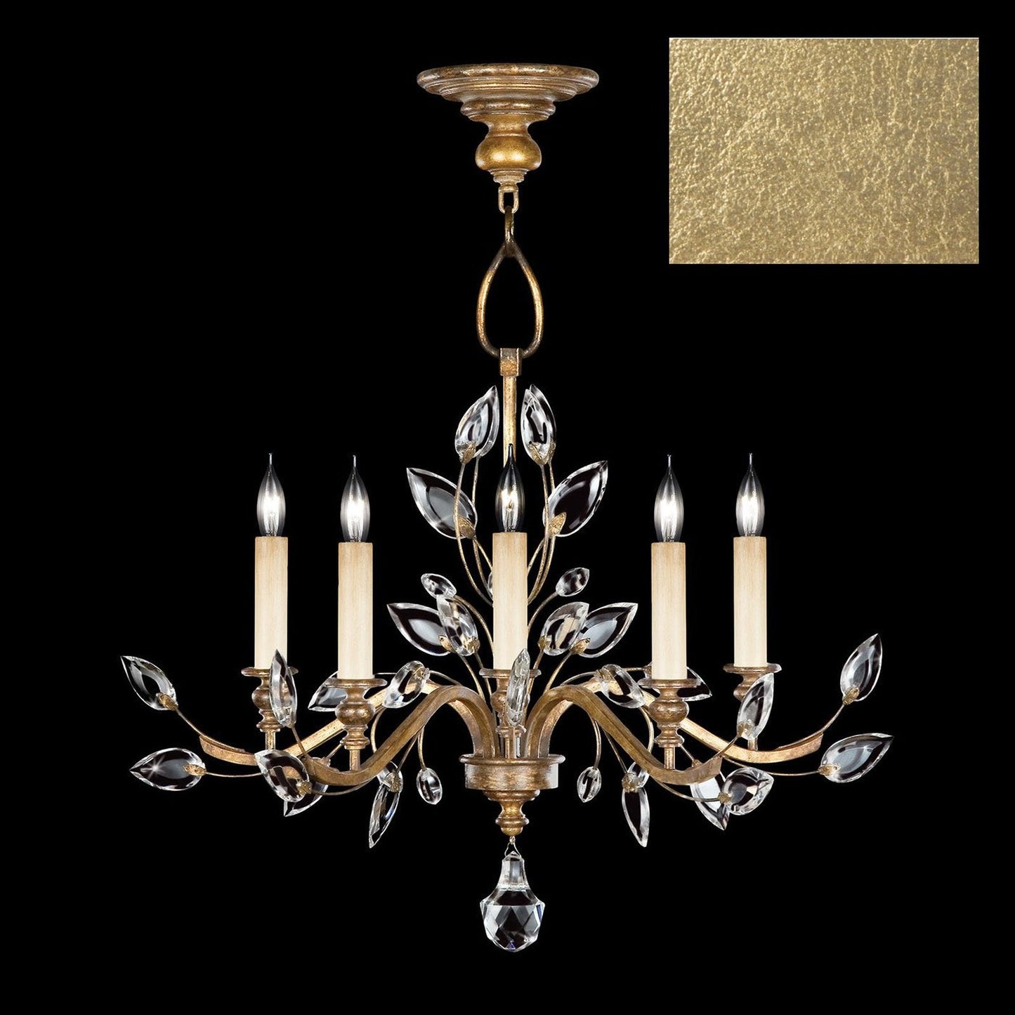 32-Inch Crystal Leaf Round Chandelier