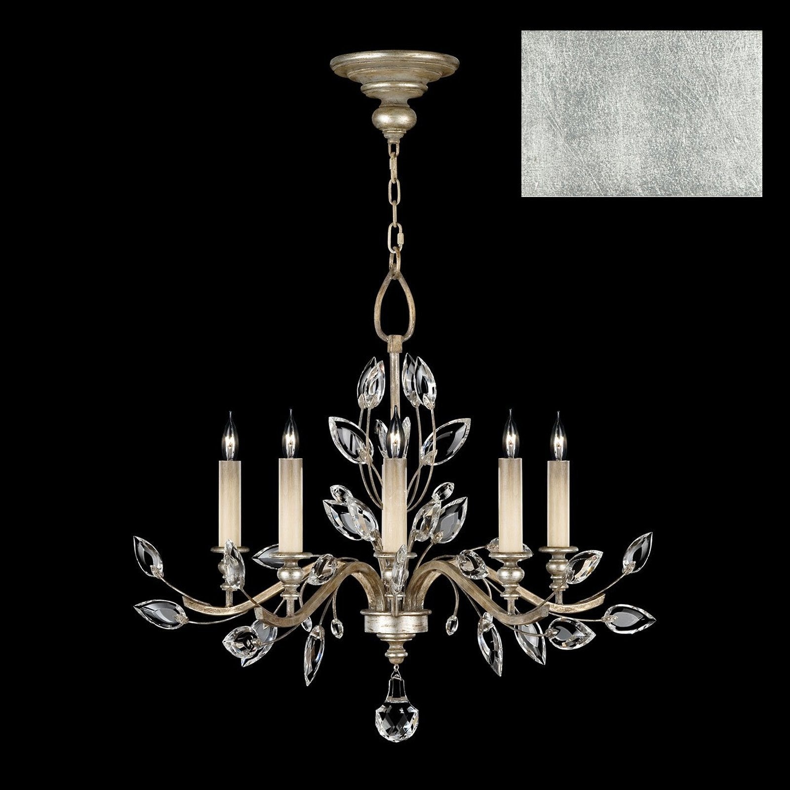 32-Inch Crystal Leaf Round Chandelier