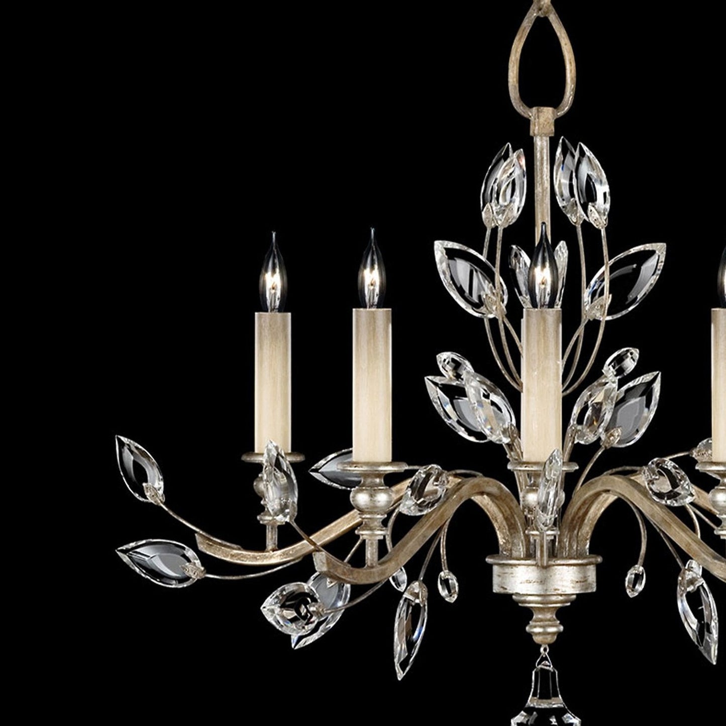 32-Inch Crystal Leaf Round Chandelier