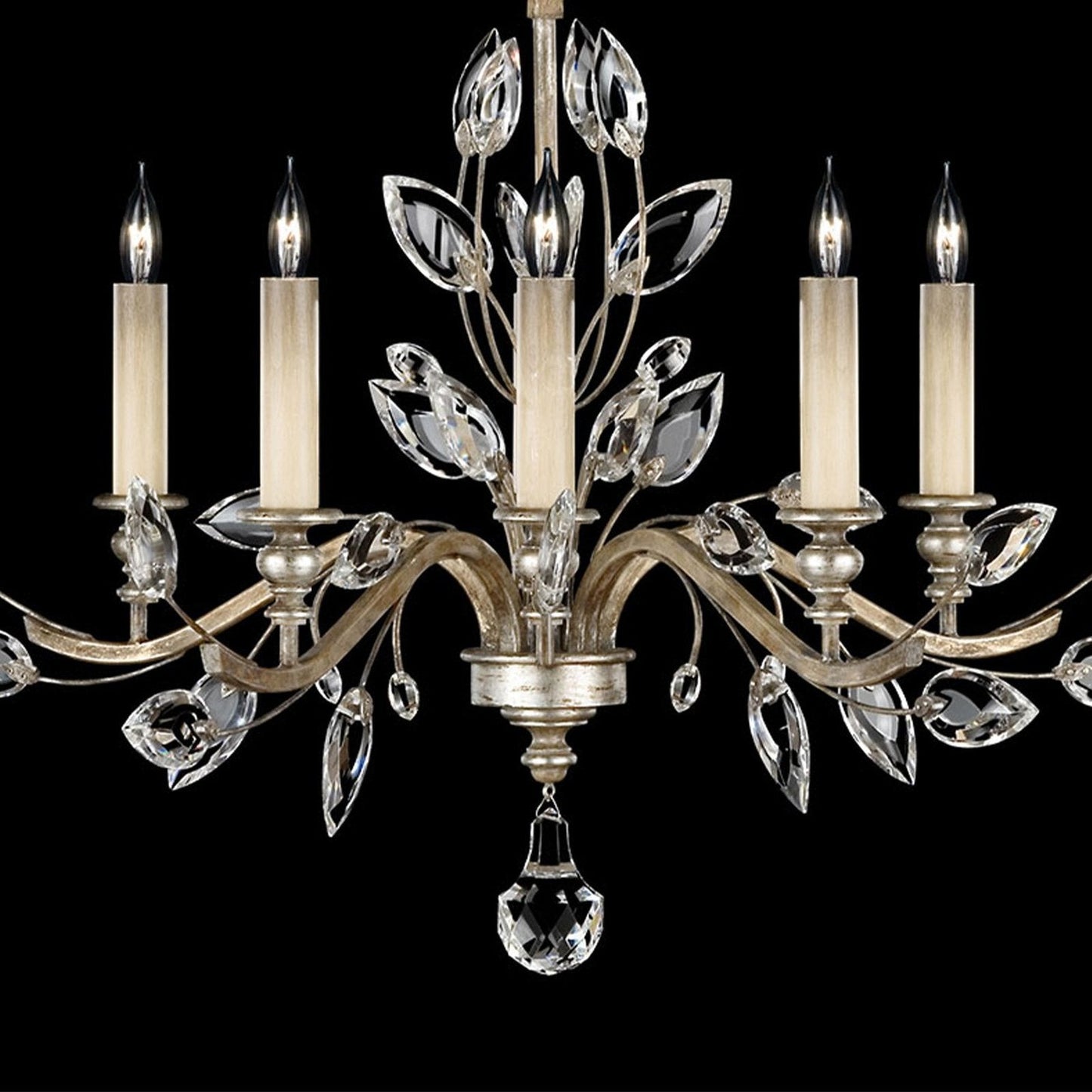 32-Inch Crystal Leaf Round Chandelier