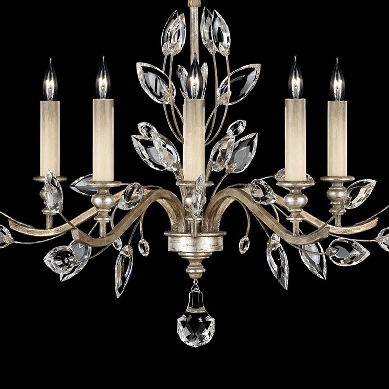 32-Inch Crystal Leaf Round Chandelier