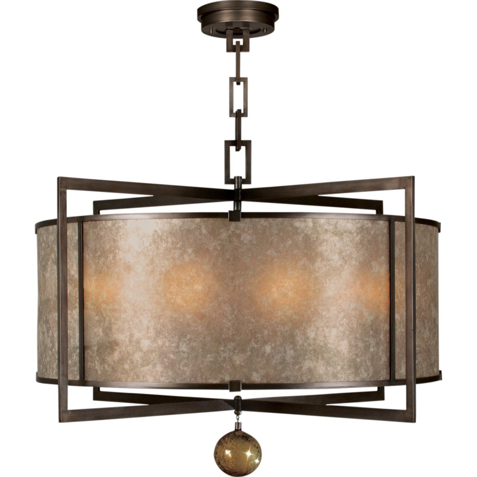 40-Inch Mica Shade Round Pendant / Bronze