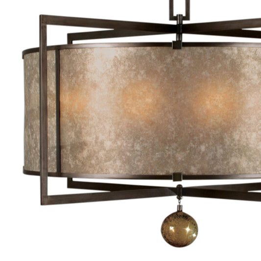 40-Inch Mica Shade Round Pendant / Silver