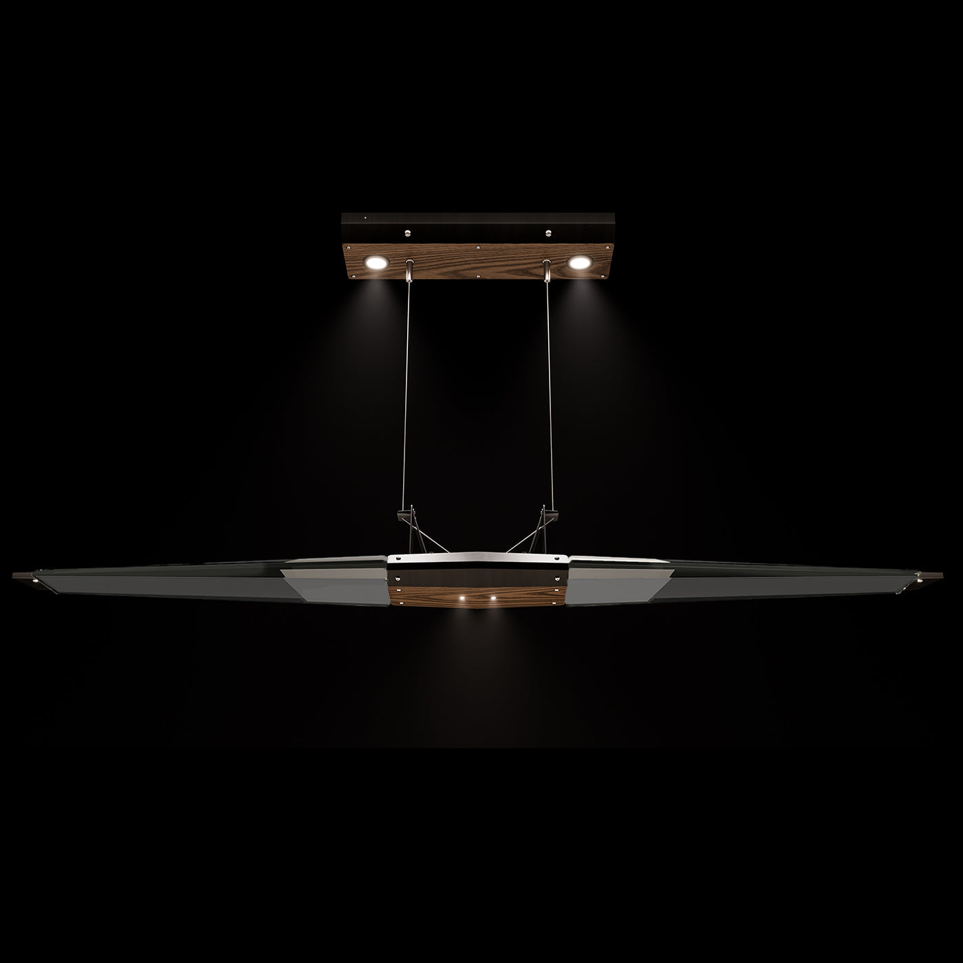 52.15-Inch LED Crystal Linear Pendant / Black/Dark Walnut