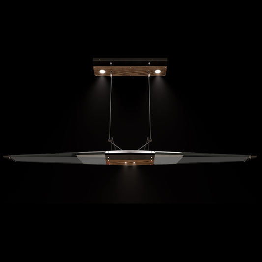 52.15-Inch LED Crystal Linear Pendant / Black/Dark Walnut