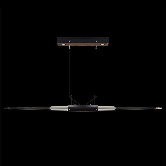 52.15-Inch LED Crystal Linear Pendant / Champagne/Dark Walnut