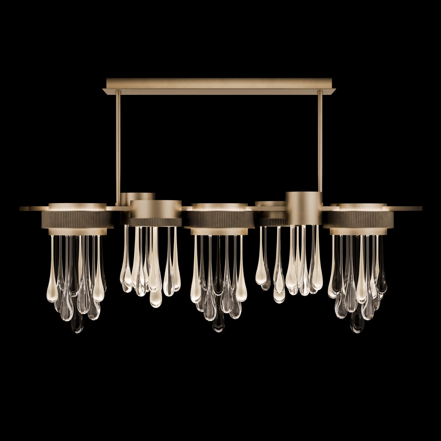 56.25-Inch Glass Raindrop Linear Pendant / Ombre Bronze/Gold Glass