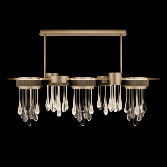 56.25-Inch Glass Raindrop Linear Pendant / Ombre Bronze/Gold Glass