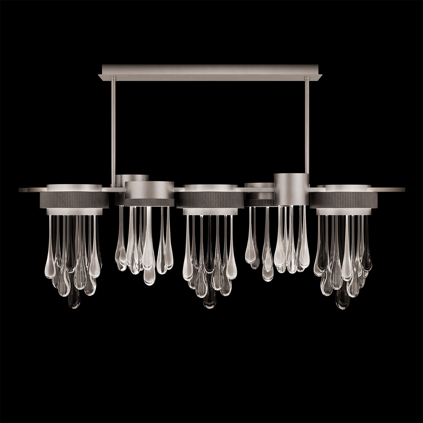 56.25-Inch Glass Raindrop Linear Pendant / Ombre Copper/Copper Glass