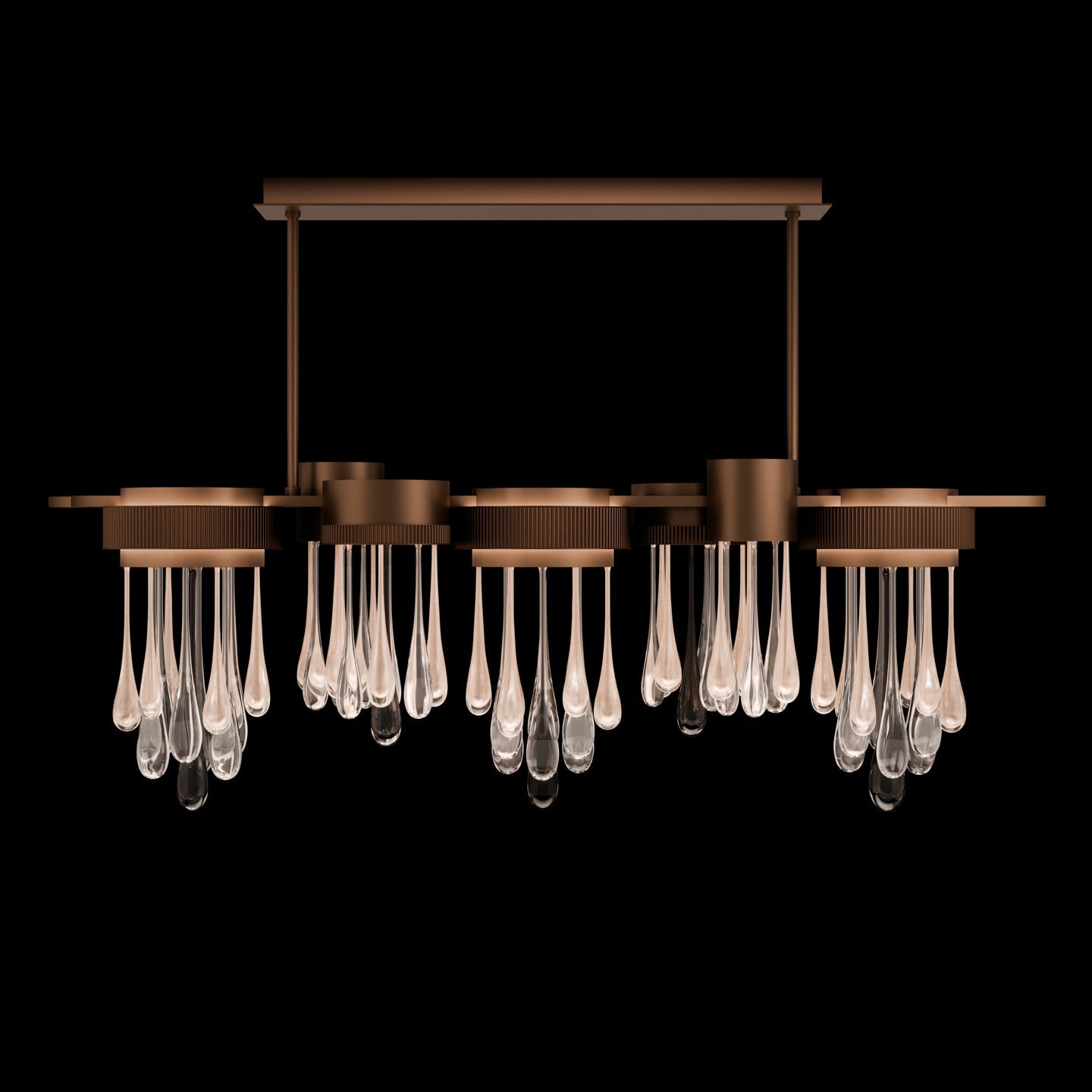 56.25-Inch Glass Raindrop Linear Pendant