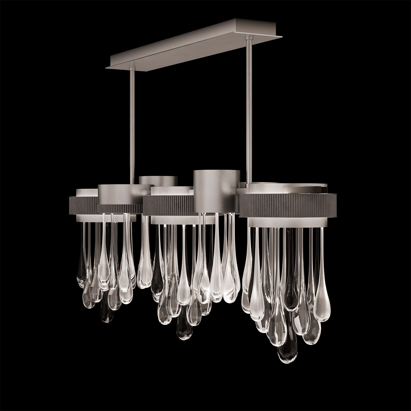 56.25-Inch Glass Raindrop Linear Pendant