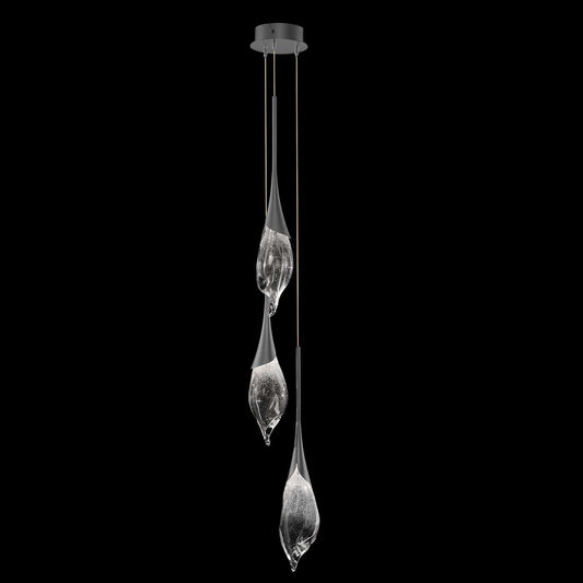 9.5-Inch Hand-Pulled Glass Pendant / Midnight Steel