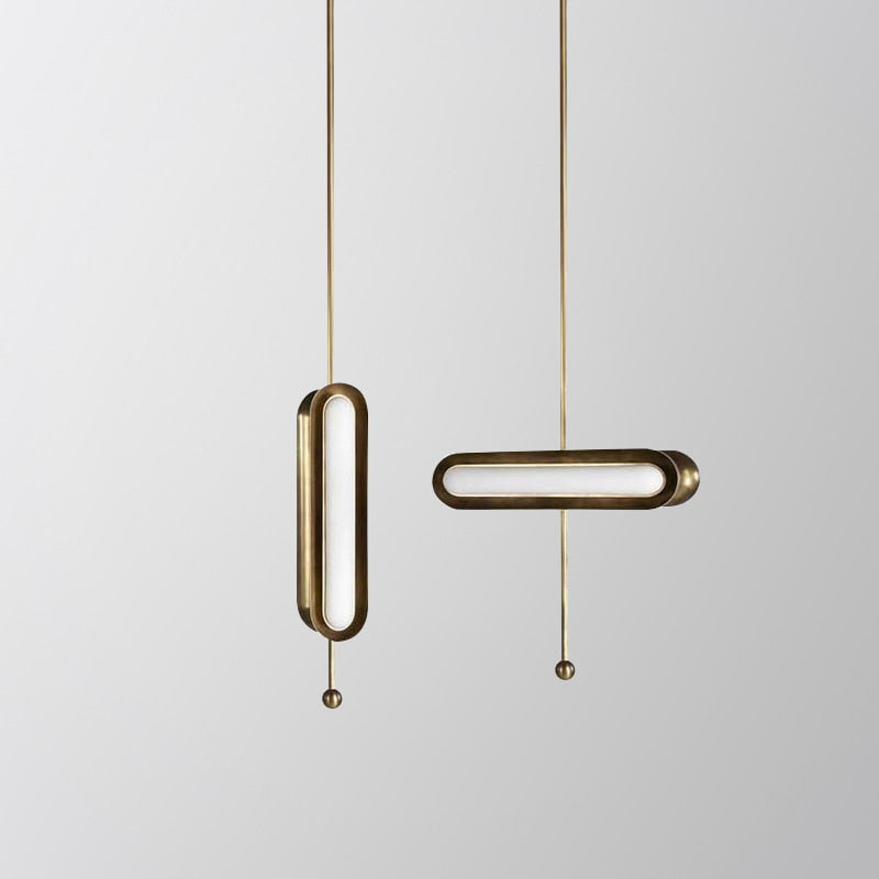 Brass Capsule Glass Pendant Light / Style A