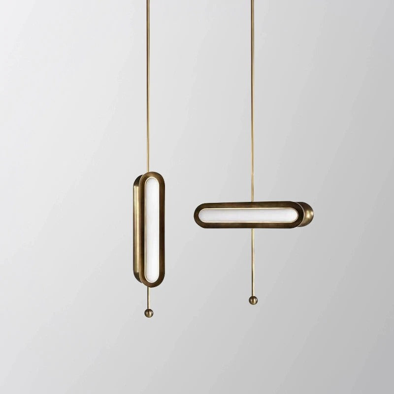 Brass Capsule Glass Pendant Light / Style B