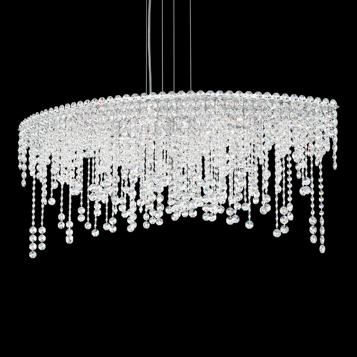 Crystal Strand Linear Pendant Light / Clear Optic Crystal
