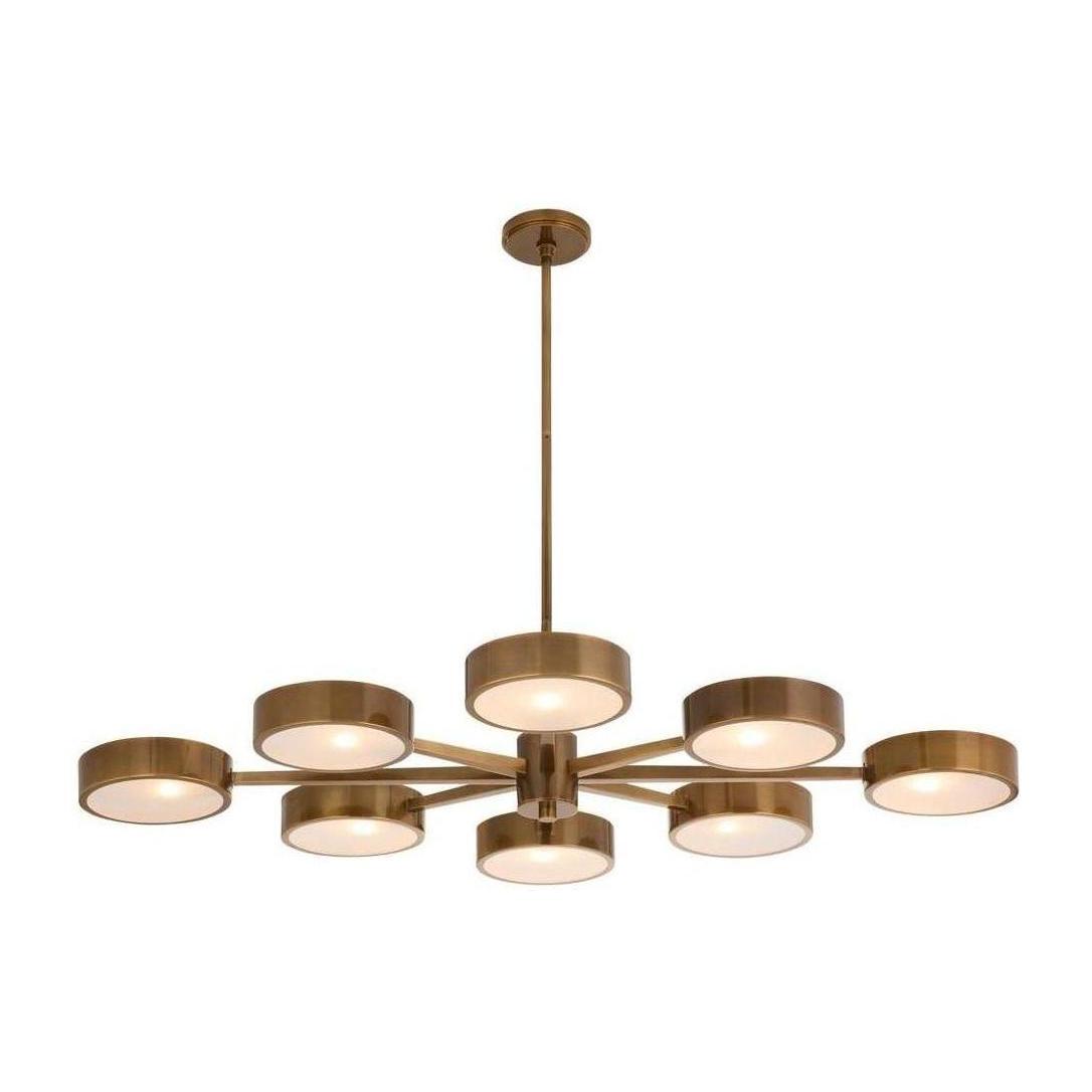 Eight-Light Brass Starburst Chandelier / Brown