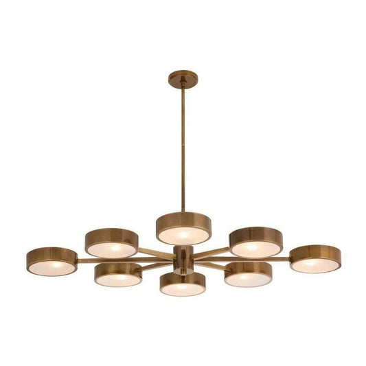 Eight-Light Brass Starburst Chandelier / Brown