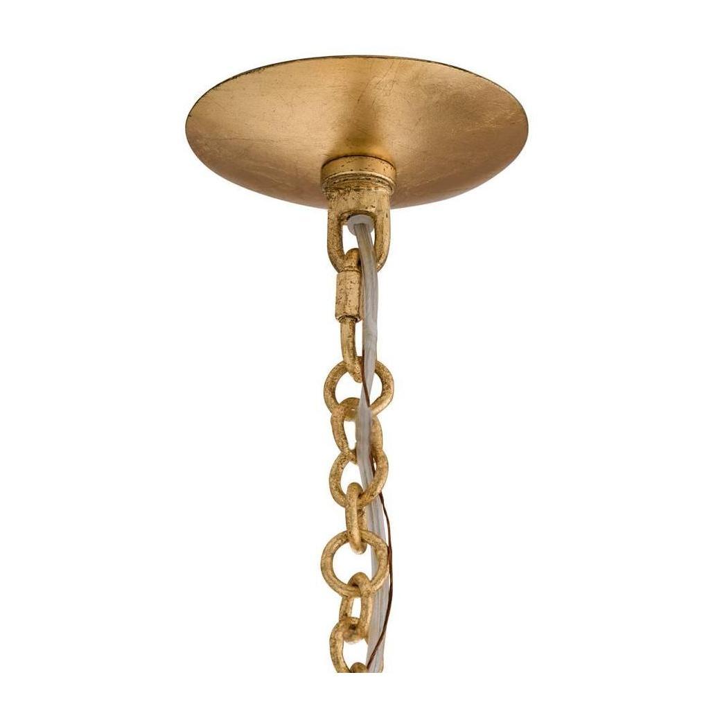 Eight-Light Gold Leaf Disc Chandelier