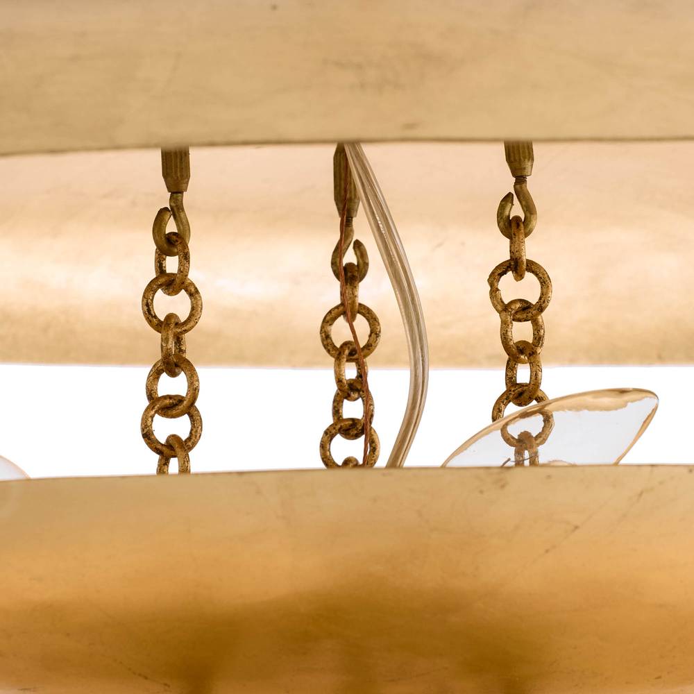 Eight-Light Gold Leaf Disc Chandelier