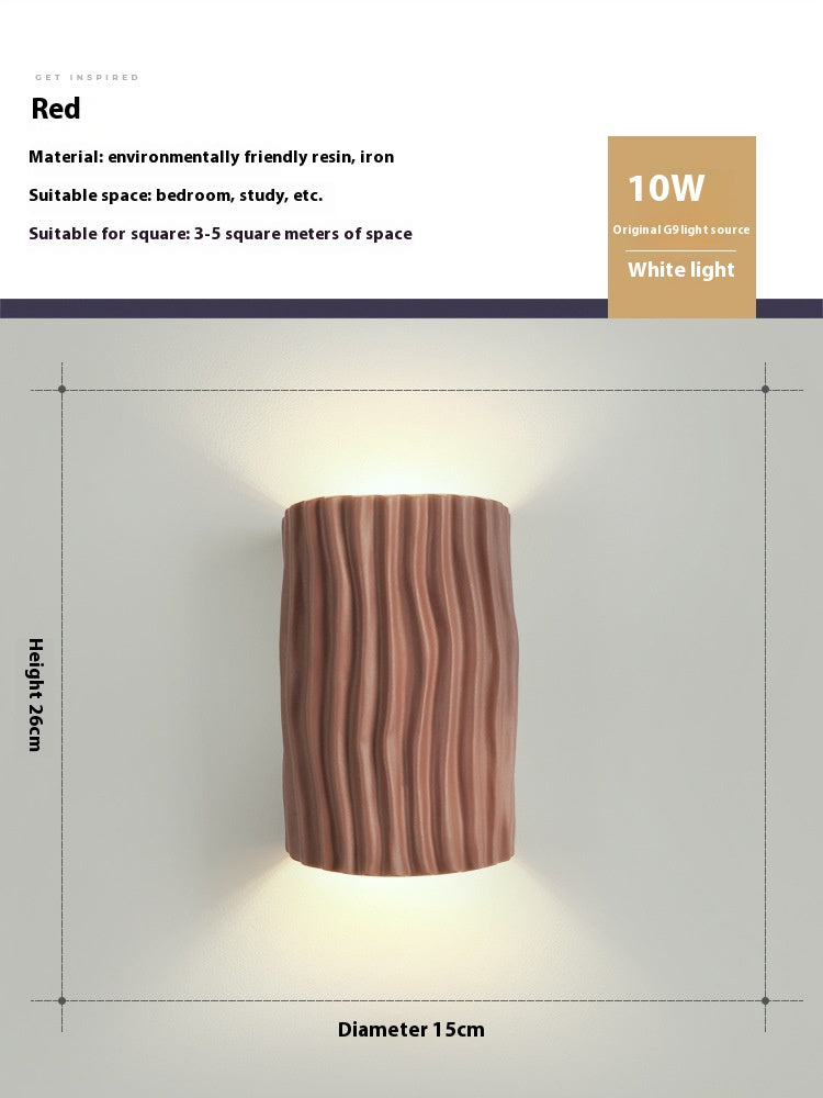 French Cream Resin Wall Light / Grass Green White Light