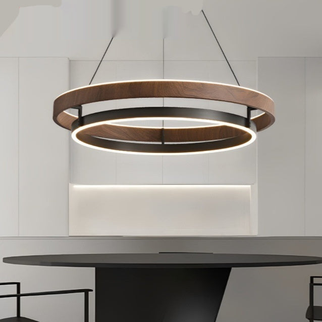 Modern Wood-Grain Ring Chandelier / Single Circle 80cm Tmall Genie