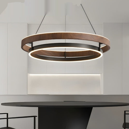 Modern Wood-Grain Ring Chandelier / Single Circle 80cm Tmall Genie