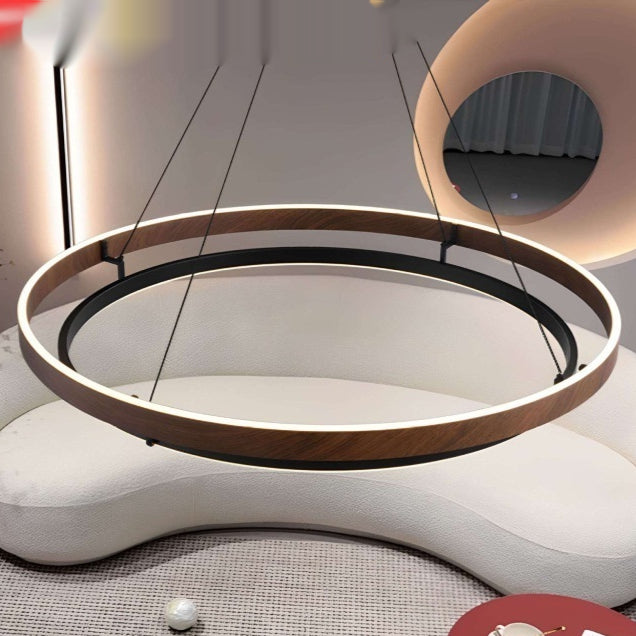 Modern Wood-Grain Ring Chandelier / Single Circle 80cm