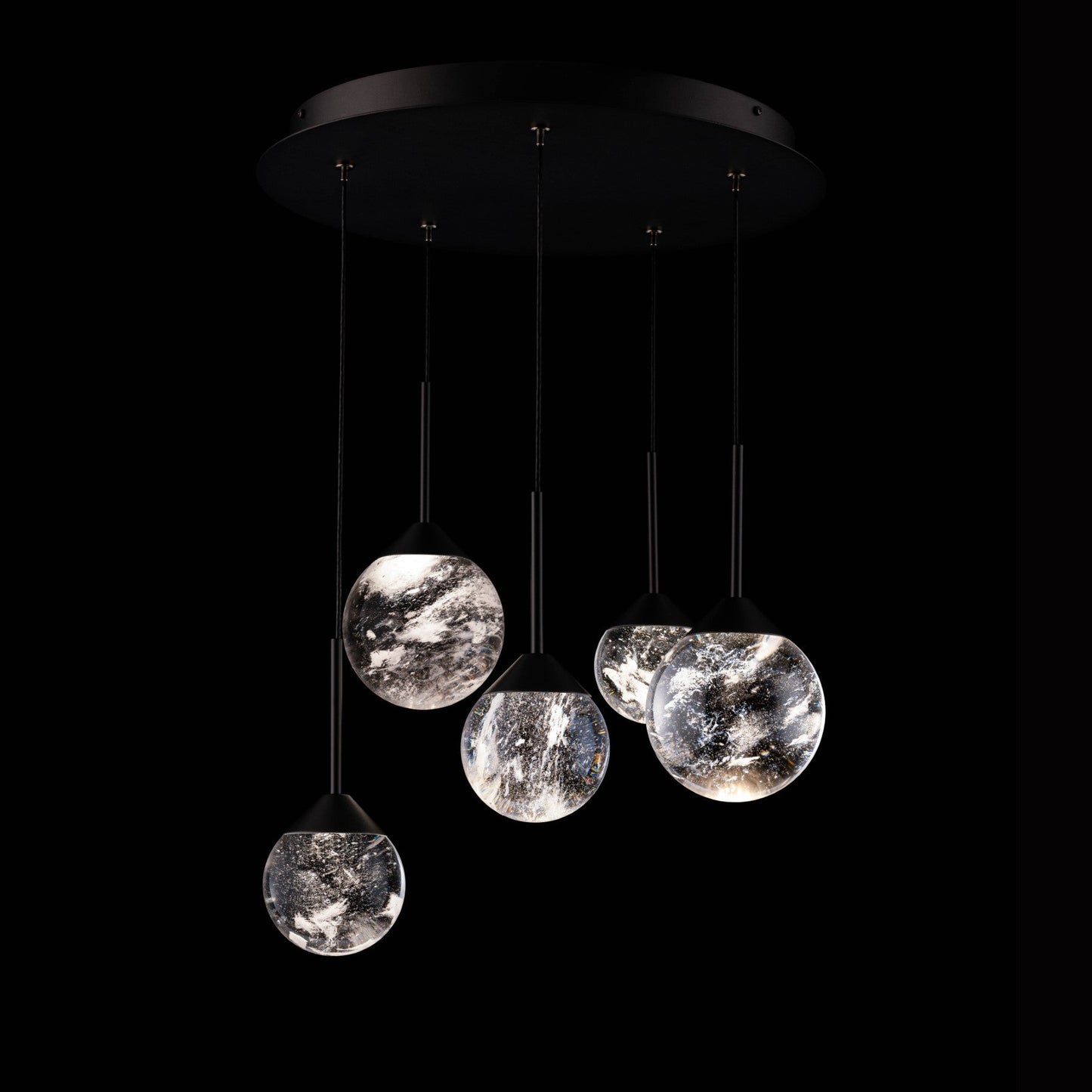 Optic Haze Crystal LED Multi-Light Pendant / Black